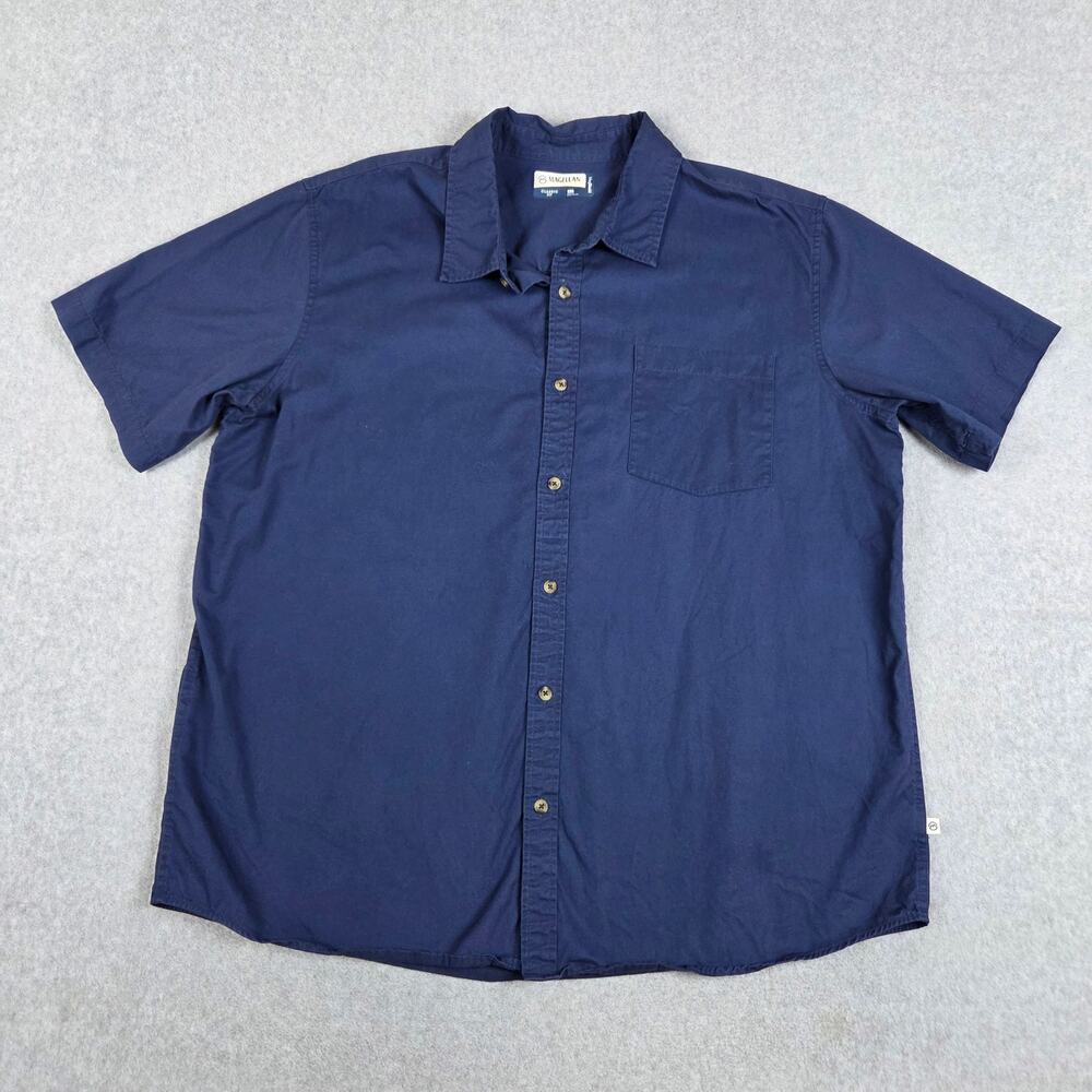 Magellan Outdoors 2XL Navy MagShield Classic Fit Short Sleeve Button Down Shirt